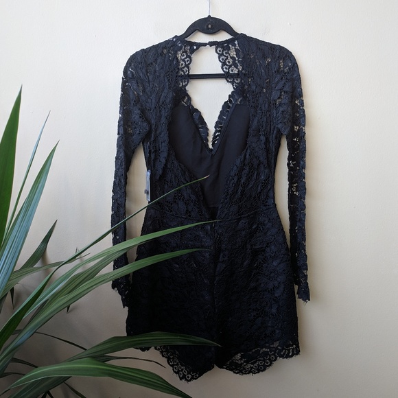 Lovers + Friends Eve Black Lace Cut Out Romper - Picture 3 of 8